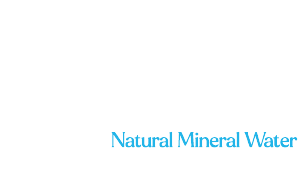 Text 'Natural Mineral Water' in blue on a white background